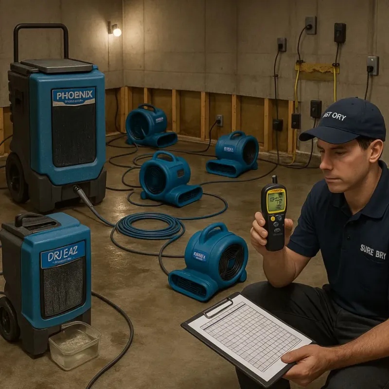 Structural Drying and Dehumidification process in Johnson, KS